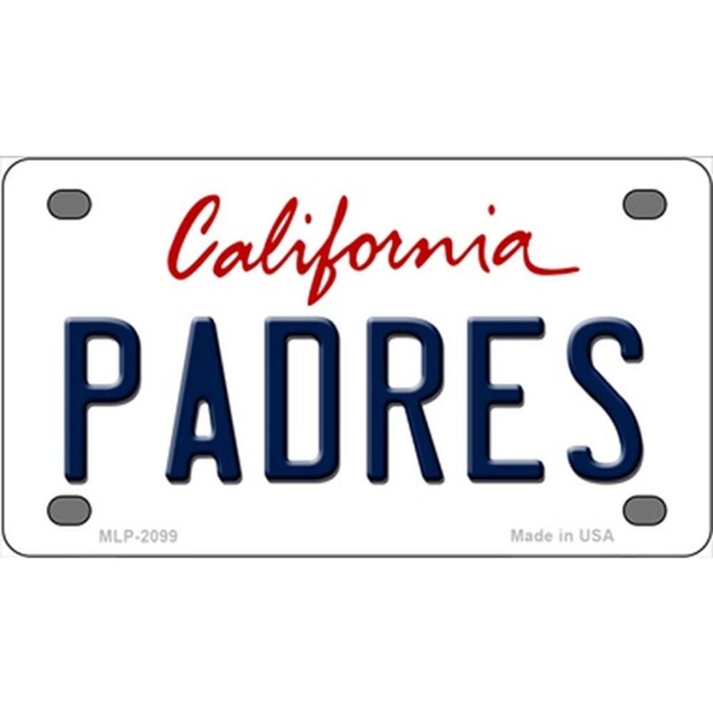 MLB Padres License Plate Tag Metal San Diego White Wall Sign CA New Baseball